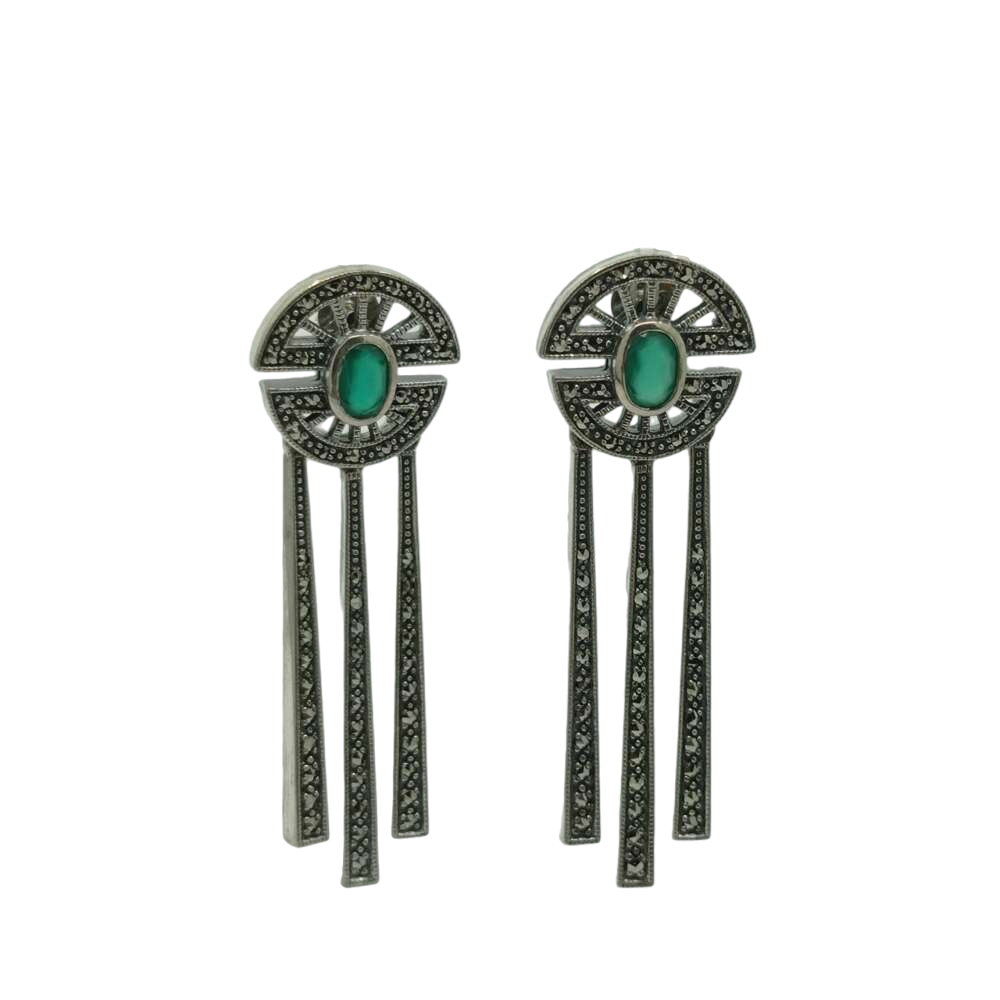 Broche-argent-quartz-rose-marcassites-aux-pierres-fines-royat